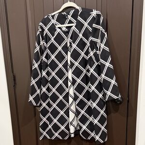 Alfani Black and White Plaid Trench Coat